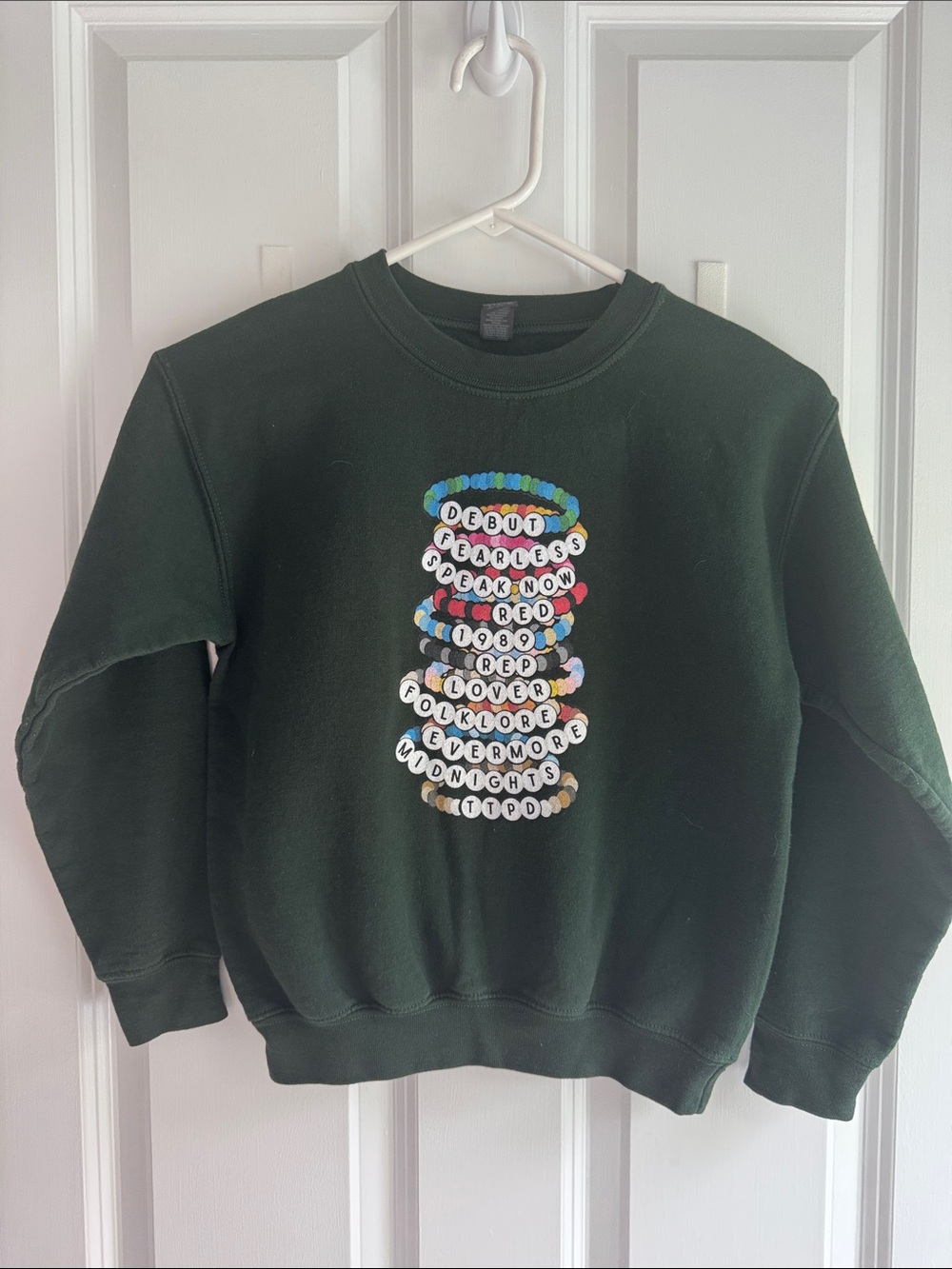 Taylor Swift Album Listing Dark Green Crewneck Sweatshirt